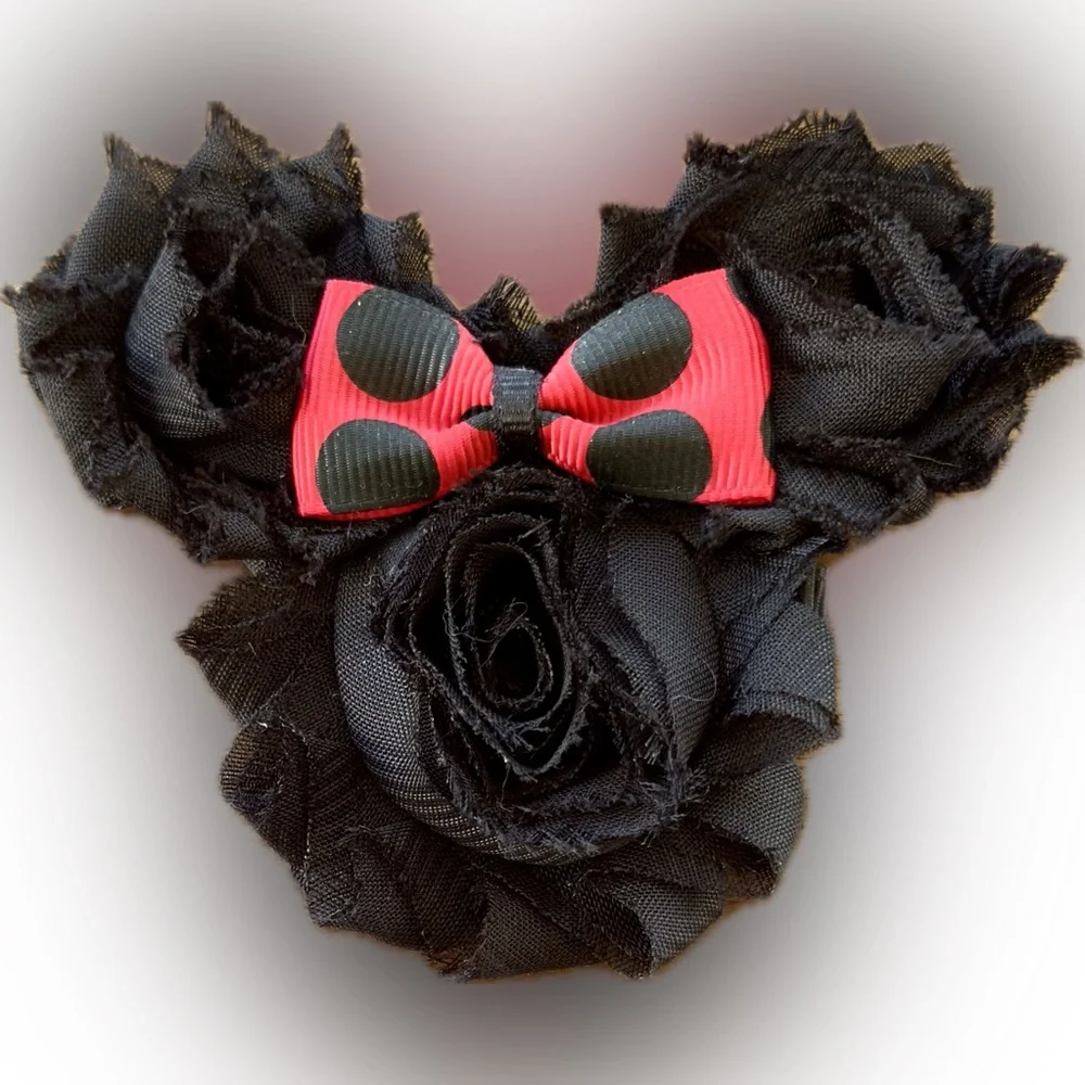 Minnie Mouse Shaggy Bow Hair Clip - Handmade by Me
